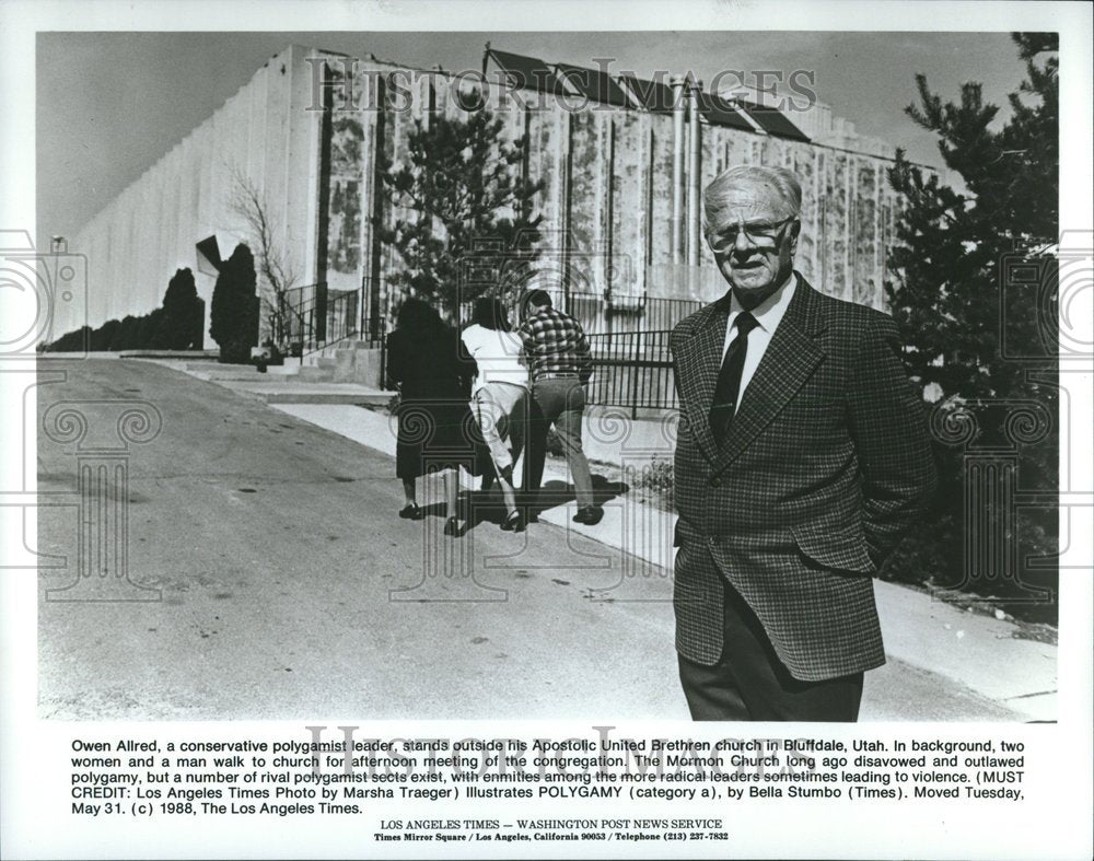 1938 Press Photo Owen Allred Polygamist Leader Church - Historic Images