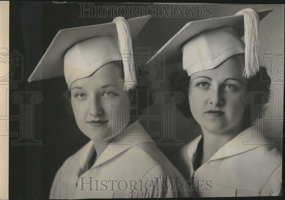 1935 Press Photo Twin Sisters Graduate from St. Mary&#39;s - RRV25117 - Historic Images
