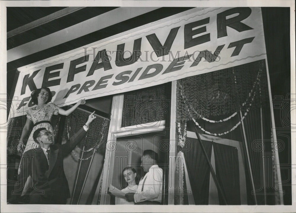 1952 Kefauver Headquarters open Frances Boh - Historic Images