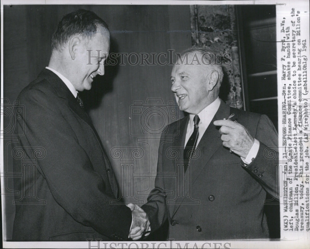 1961 Senator Harry Byrd Douglas Dillon - Historic Images