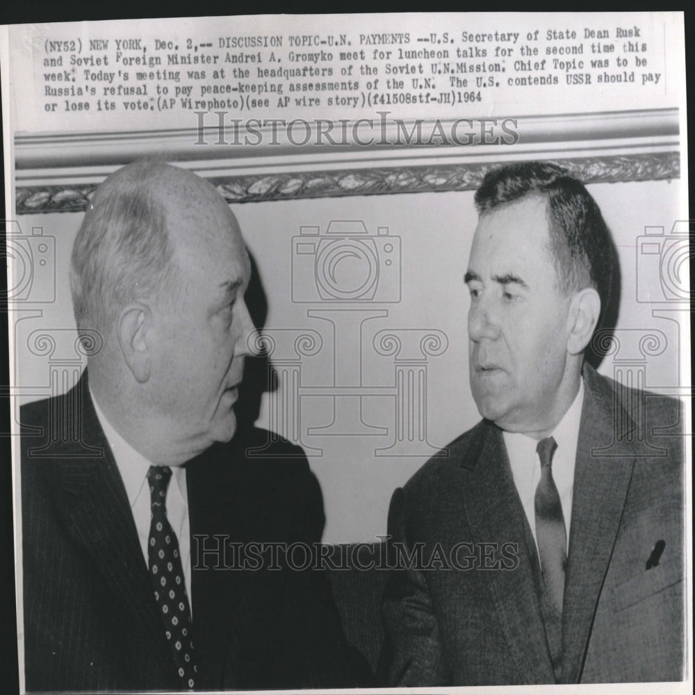 1964 Gromyko meet U S Secretary Dean Rusk-Historic Images