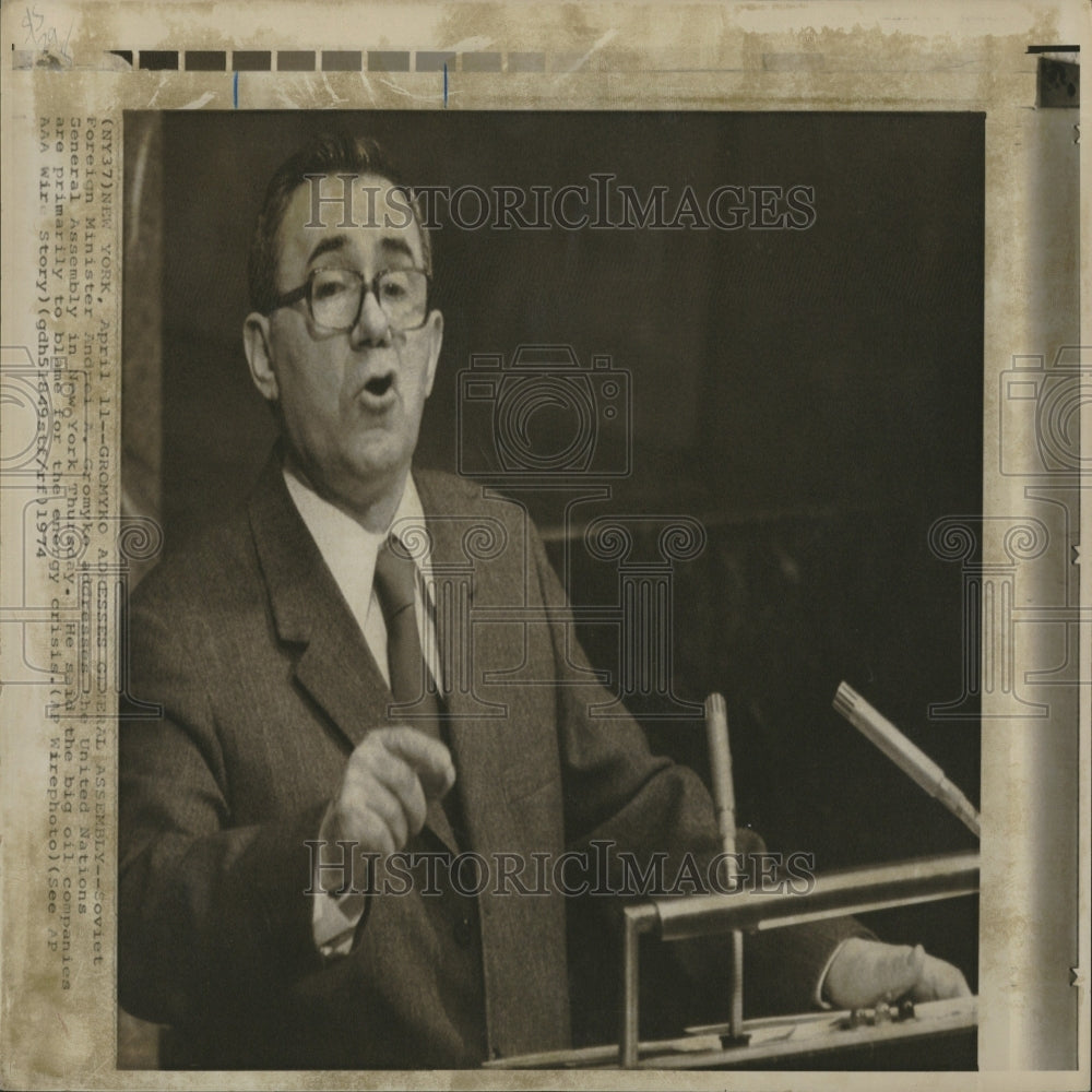 1974 Gromyko Addressing UN General Assembly - Historic Images
