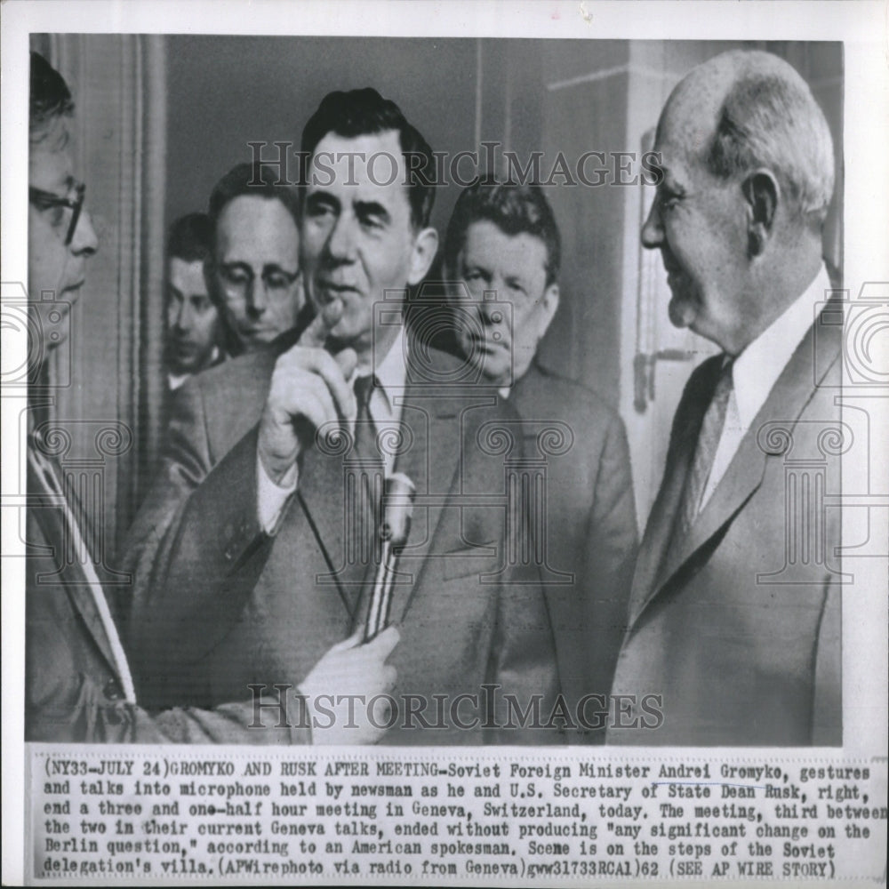 1962 Gromyko Rusk Talk After Geneva Meeting-Historic Images