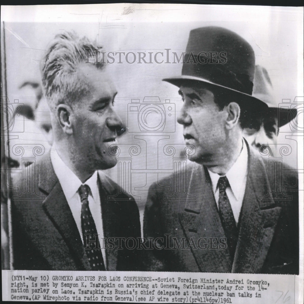 1961 Seymon Tsarapkin Greets Andrei Gromyko - Historic Images