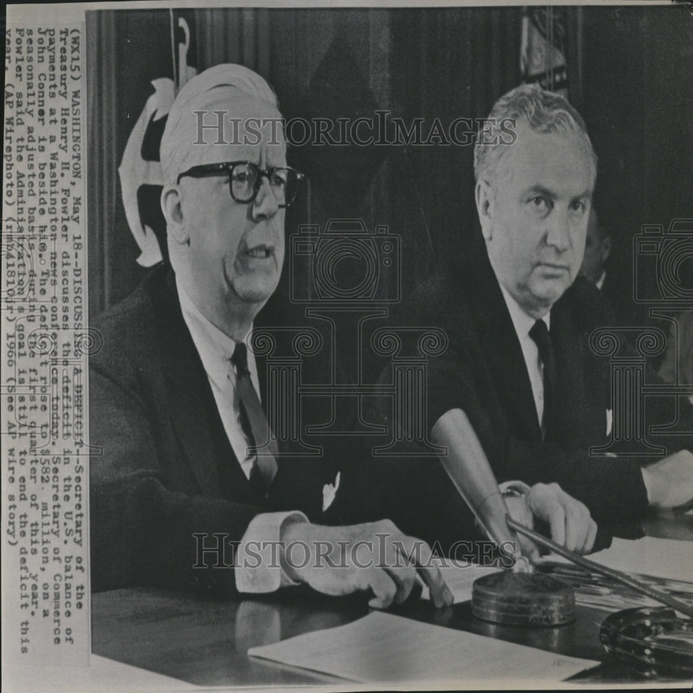 1966 Press Photo Henry Fowler John Connor Deficit - Historic Images