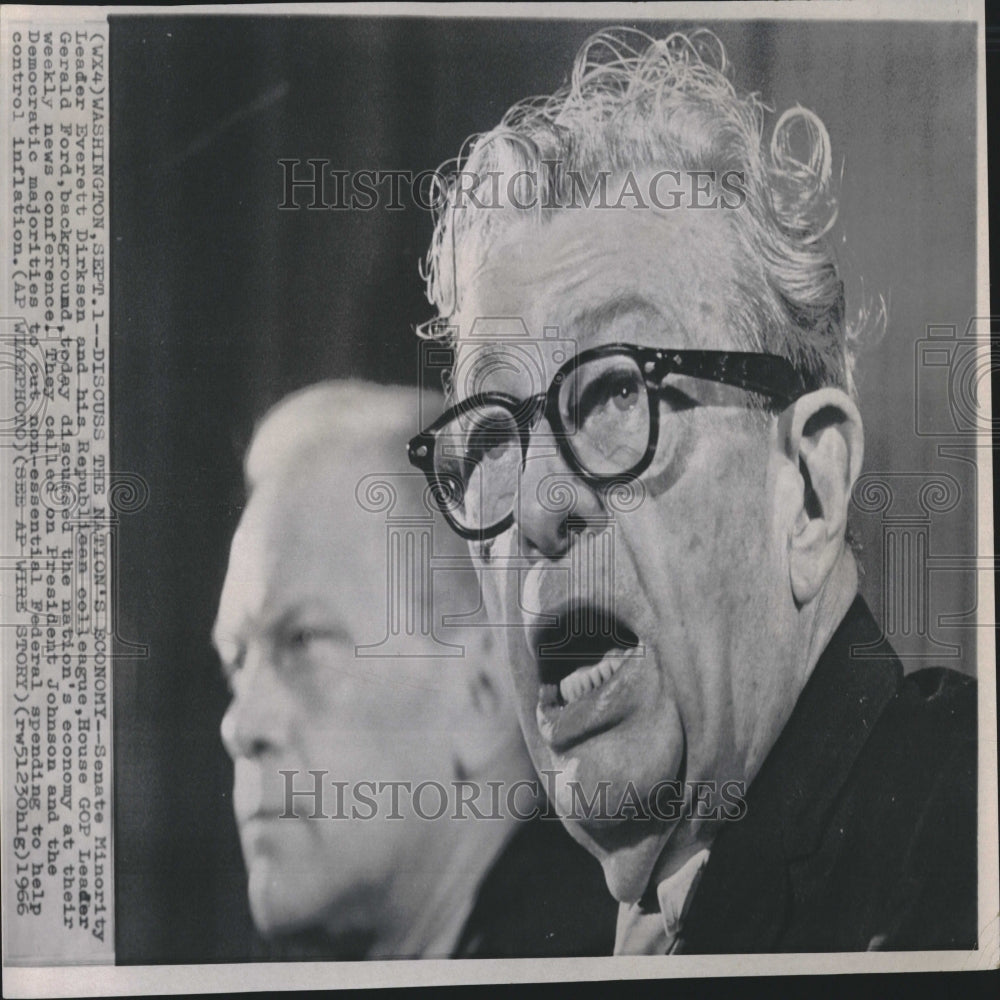 1966 Press Photo Sen Dirksen Economy News Conf Speaking - RRV26497 - Historic Images