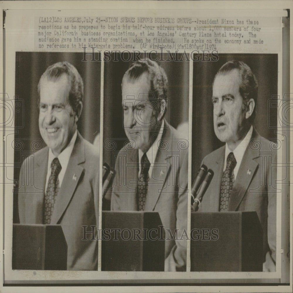 1974 Nixon Speaking CA Business Conference - Historic Images