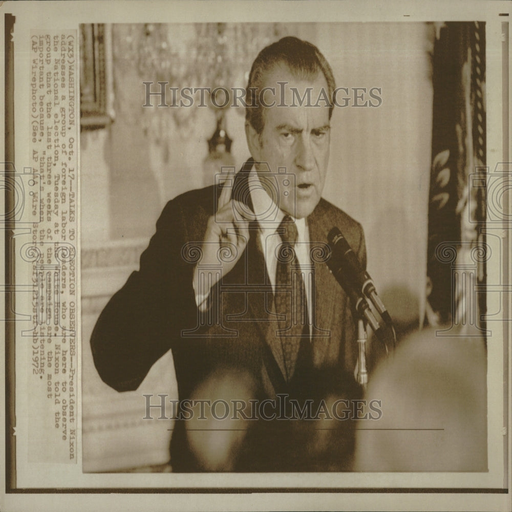 1972 Pres Nixon Addresses Foreign Labor - Historic Images