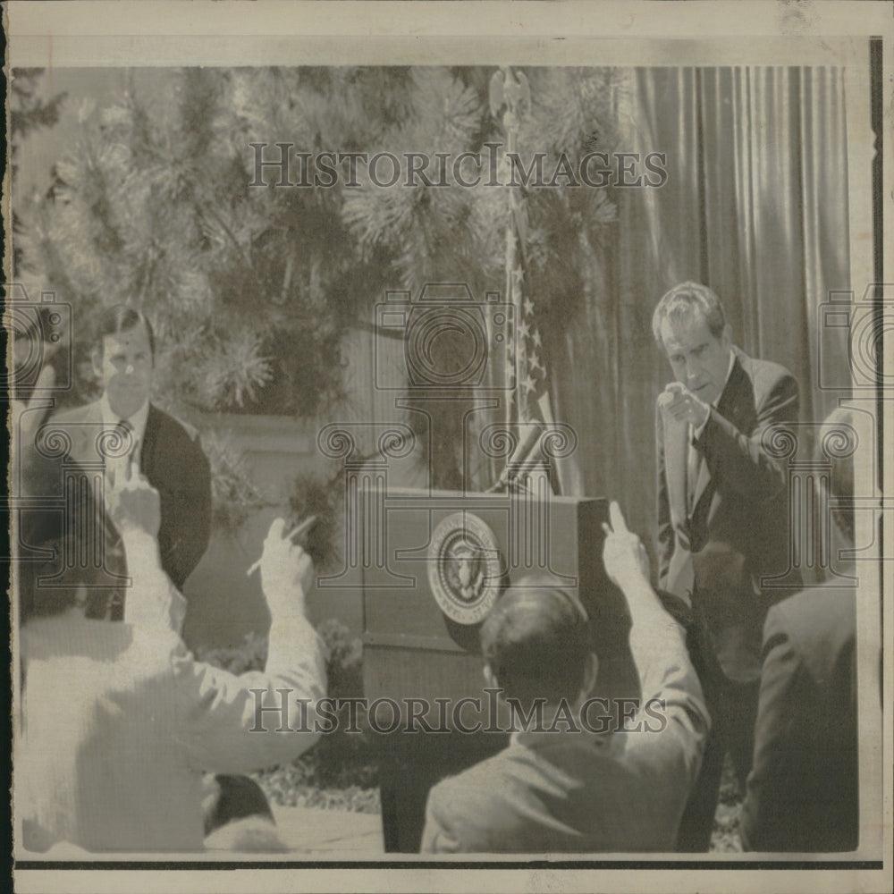 1973 President Nixon During News Conference - Historic Images