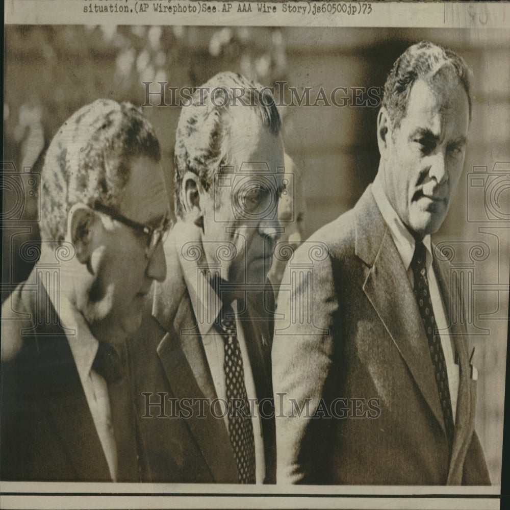 1973 President Nixon Walking After Meeting - Historic Images