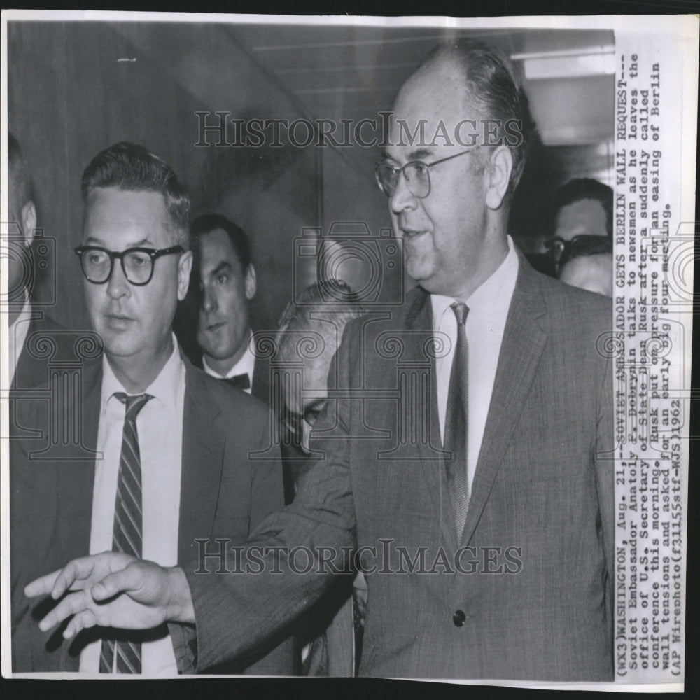 1962 Anatoly Dobrynin Conference Dean Rusk - Historic Images