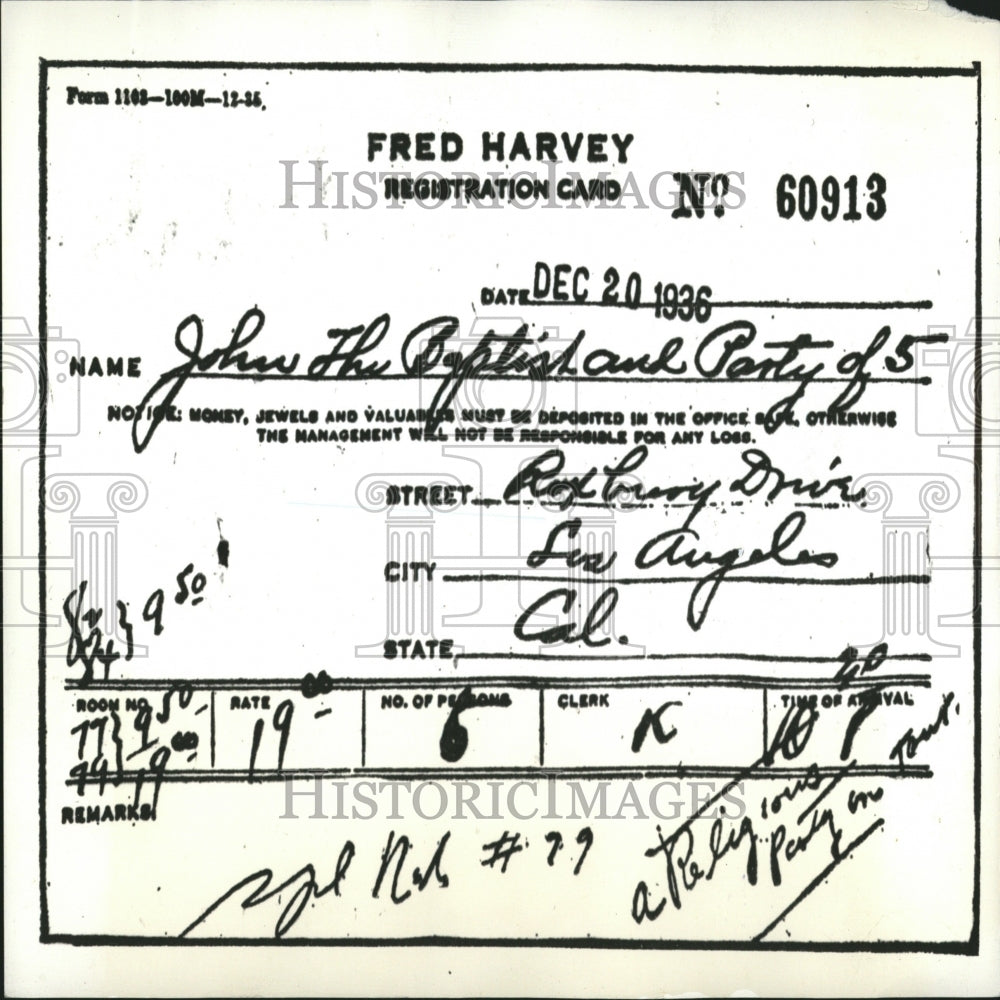 1936 Press Photo John Baptist Party Five Reserve Hotel - RRV26955 - Historic Images