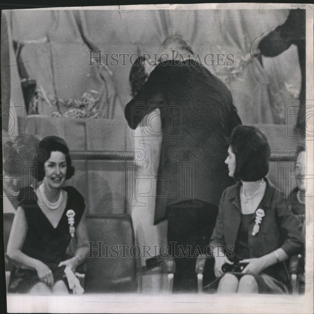 1964 Photo Pres. Lyndon Johnson Hugs Mrs. John Connally - Historic Images