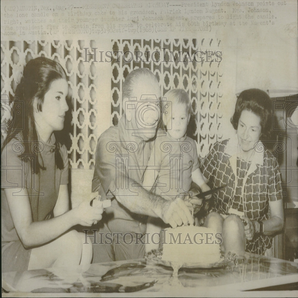 1968 Pres Johnson Celebrating Birthday Fam - Historic Images