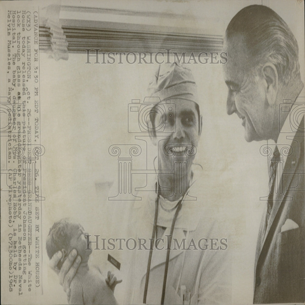 1968 Photo President Lyndon B Johnson Sees Granddaughte - Historic Images