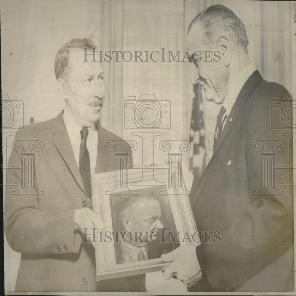 1967 Lyndon Johnson Painting Carl Bieber - Historic Images