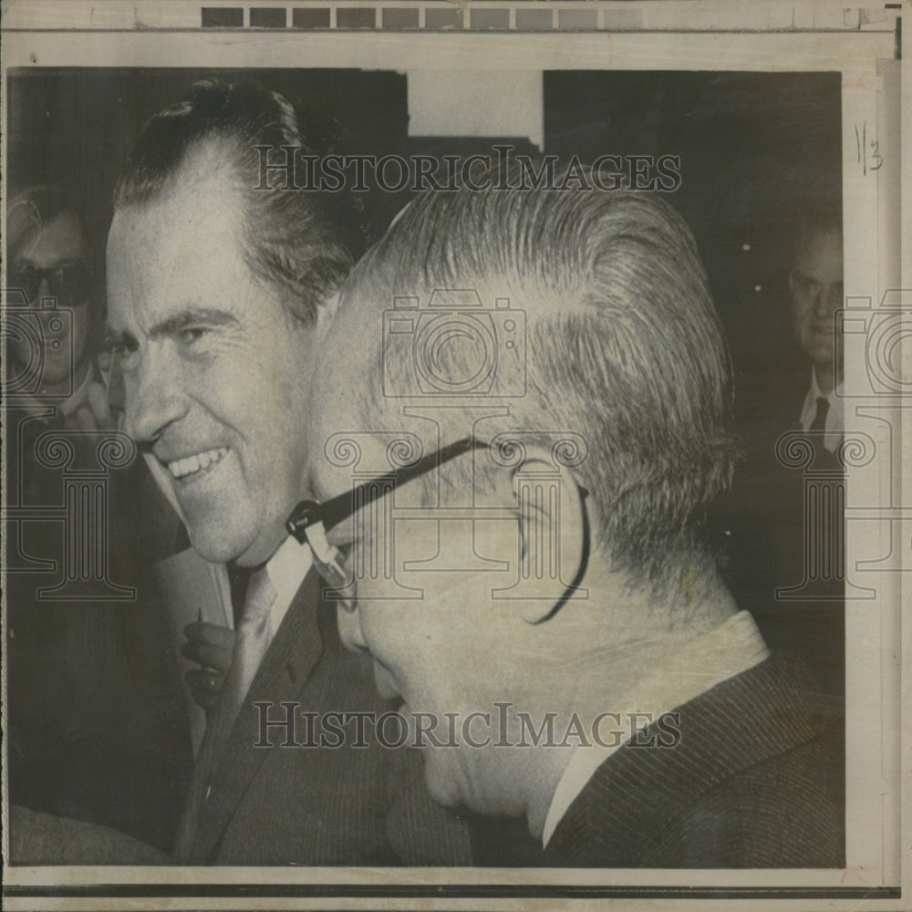 1968 Nixon visits U Thant Burmese U.N. head - Historic Images