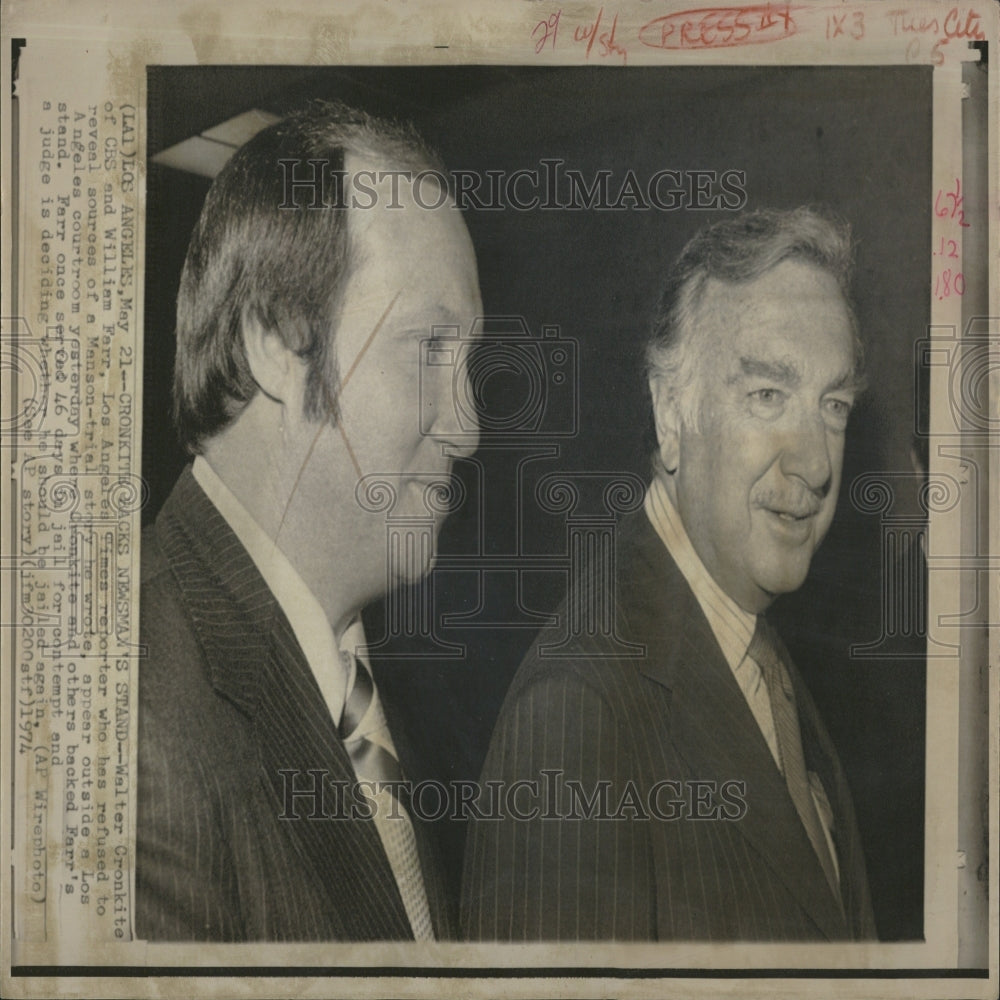 1974 CBS Newsman Walter Cronkite - Historic Images