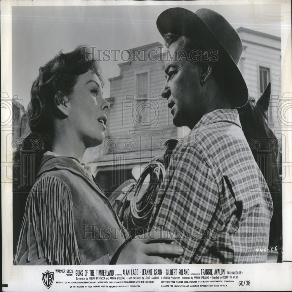 1960 Press Photo Jeanne Crain guns of Timberland Ladd - RRV27649 - Historic Images