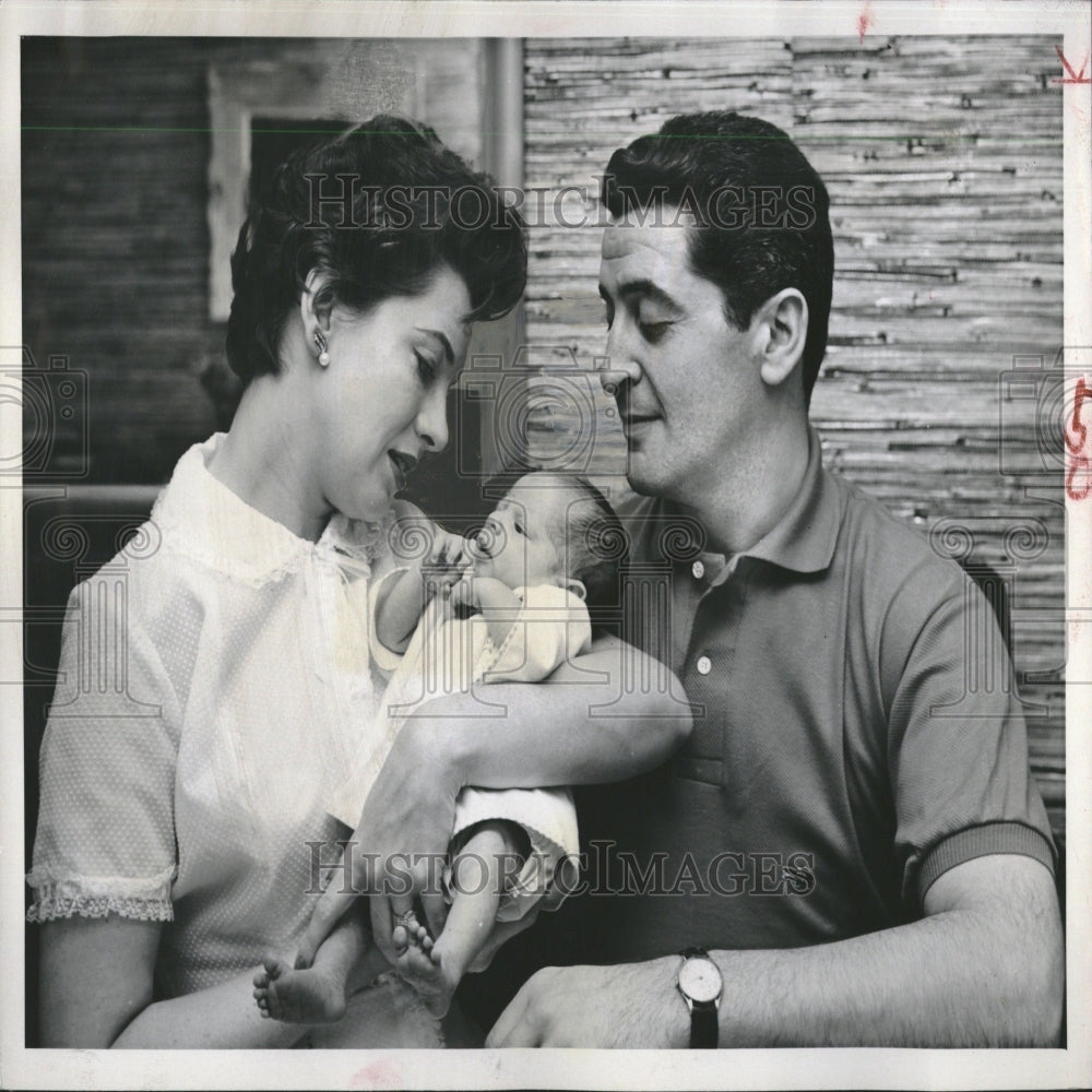 1957  TV Host Hal March, Wife And Baby - Historic Images