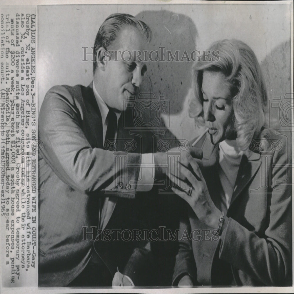 1965 Press Photo Gary/Barbara/Bing Crosby/Divorce/Actor - RRV27831 - Historic Images