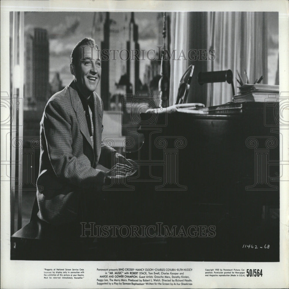 1950 Press Photo Bing Crosby Singer Actor Mr. Music - Historic Images