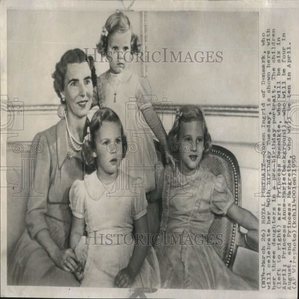 1950, Royal Portrait Queen Ingrid of Denmark - RRV28167 - Historic Images