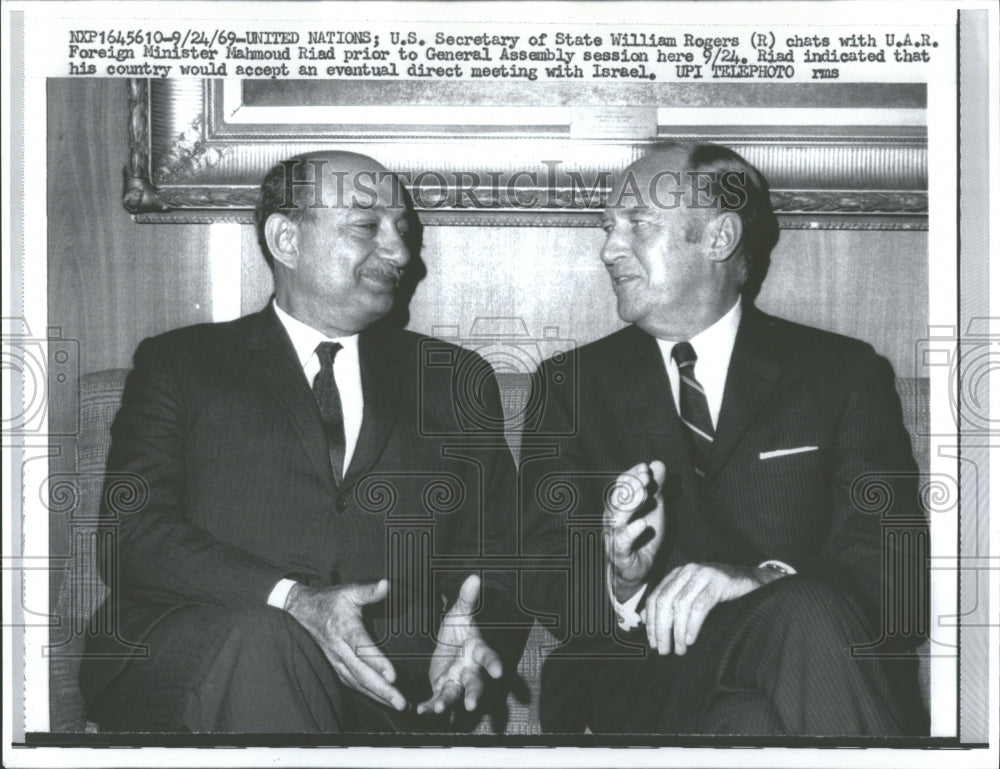 1969 Press Photo William Rogers Mahmoud Raid UAR US - Historic Images