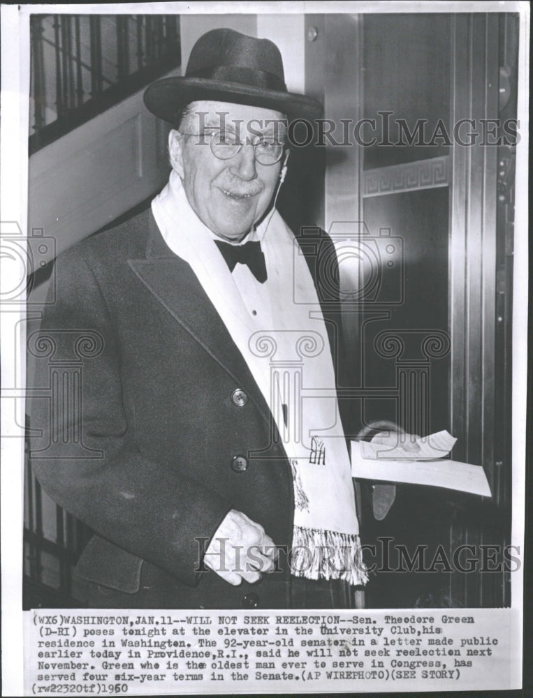 1960 Press Photo Sen Theodore Green Washington Club - RRV30097 - Historic Images