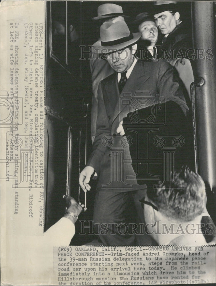 1951 Press Photo Andrei Gromyko Russian Japanese Peace - Historic Images