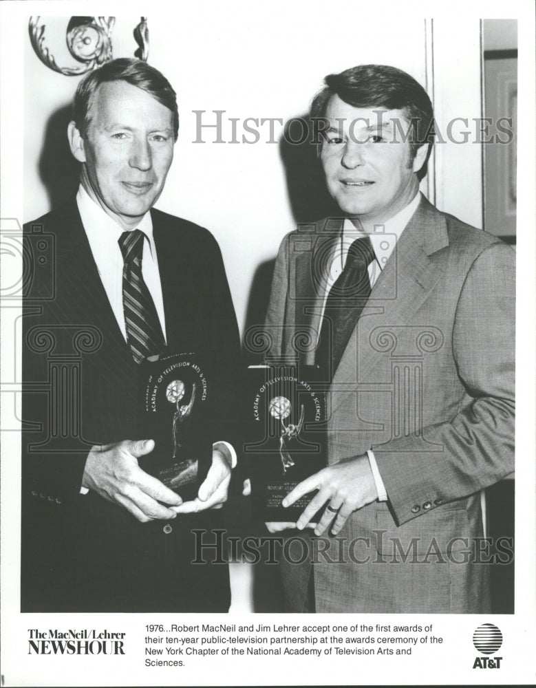 1987 Press Photo Robert Mac Neil Jim Lehrer NY Awards - RRV30977 - Historic Images