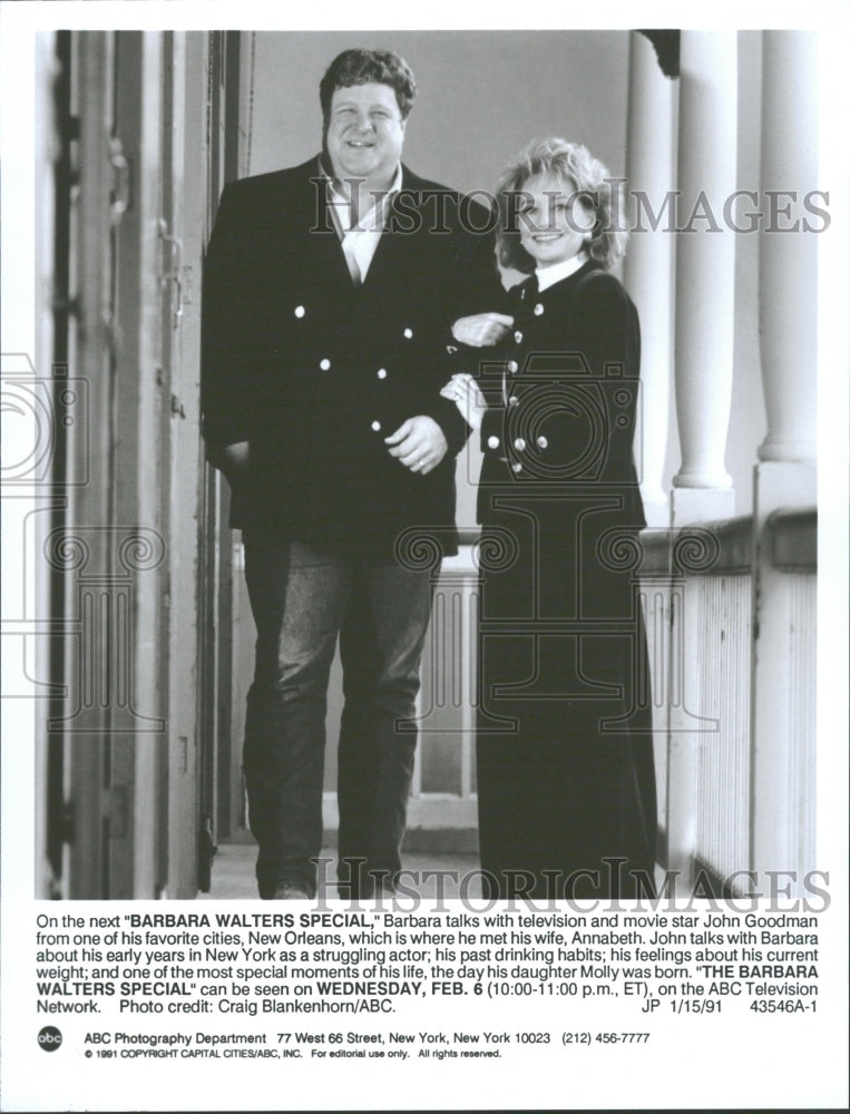 1991 John Goodman Actor Barbara Walters - Historic Images