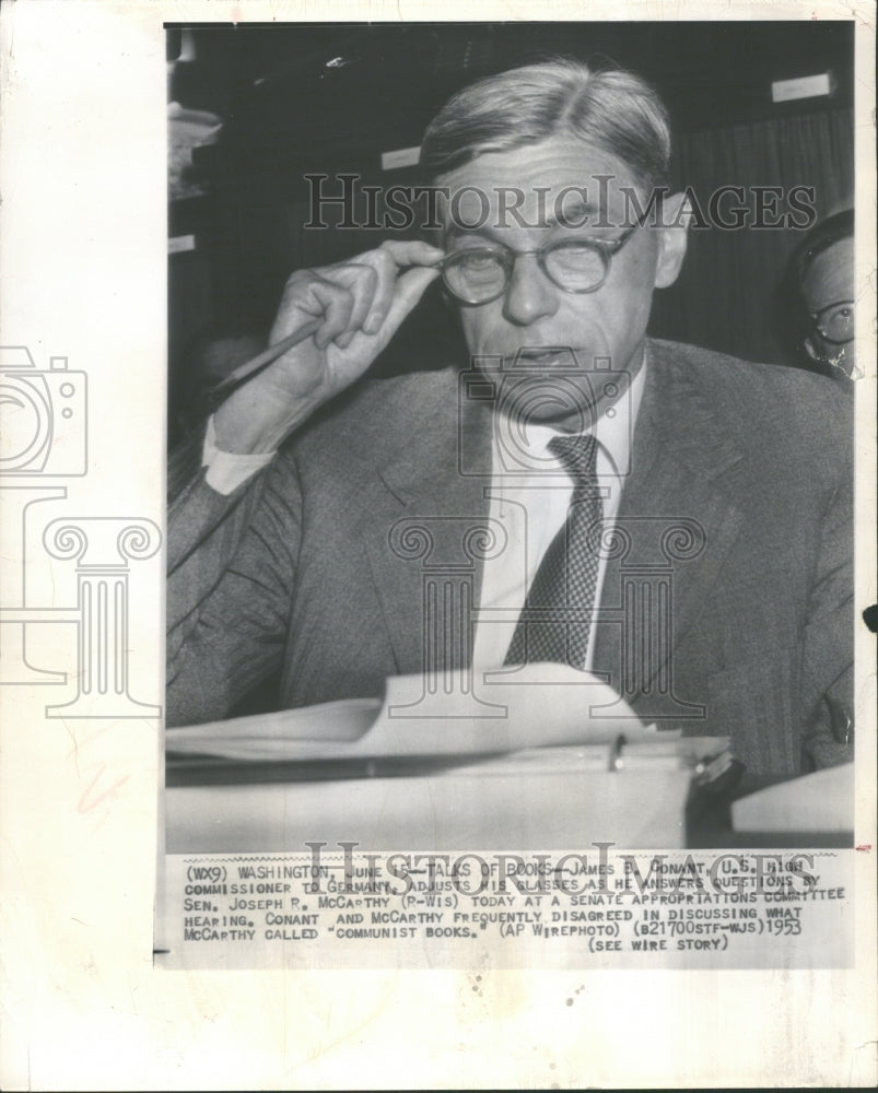 1953 Press Photo James Conant Sen Joseph McCarthy High - Historic Images