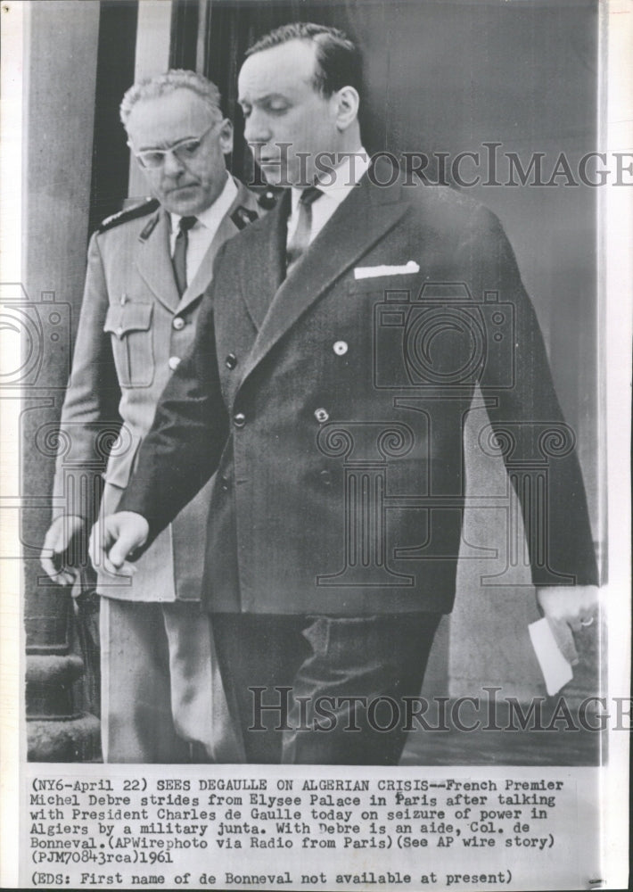 1961 Michel Debre Elysee Charles De Gualle - Historic Images