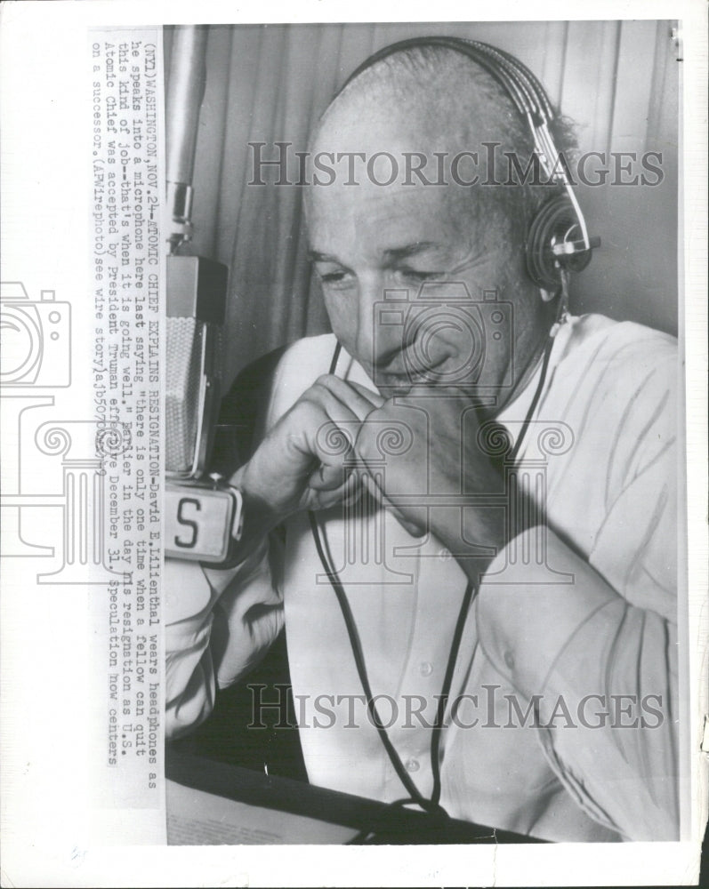 1949 David Lilienthal Headphone Speak Job - Historic Images