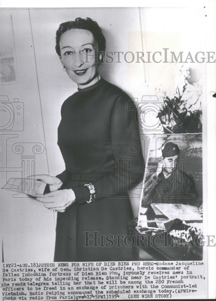 1954 Press Photo Jacqueline De Castries Christian Dien - Historic Images