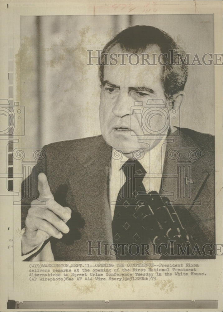 1973 Press Photo President Richard Nixon At Conference - Historic Images