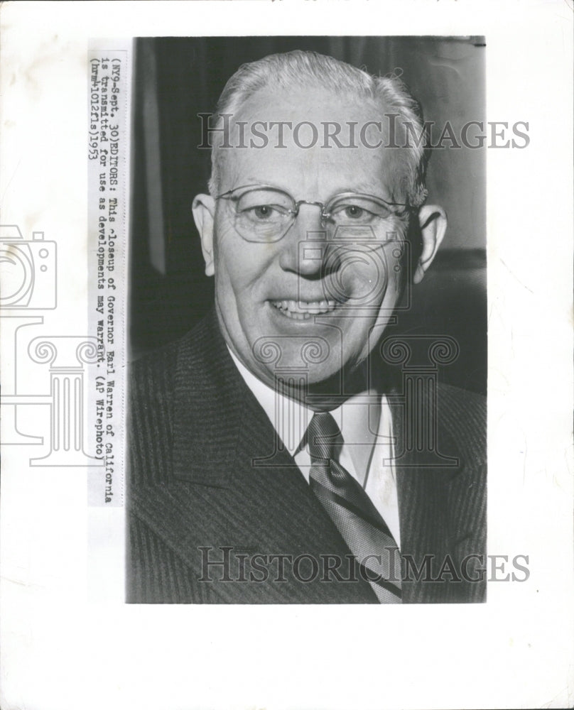 1953 Press Photo Chief Justice Earl Warren - Historic Images