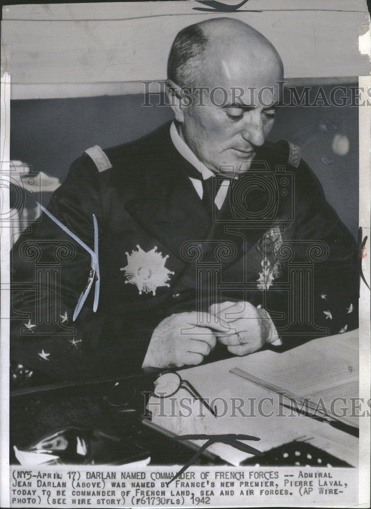 1942 Press Photo Admiral Jean Darlan,France - Historic Images