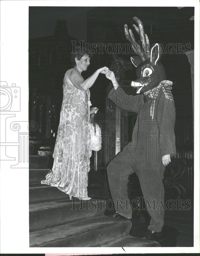 1979 Press Photo Detroit Christmas Party Guest Reindeer - RRV36033 - Historic Images