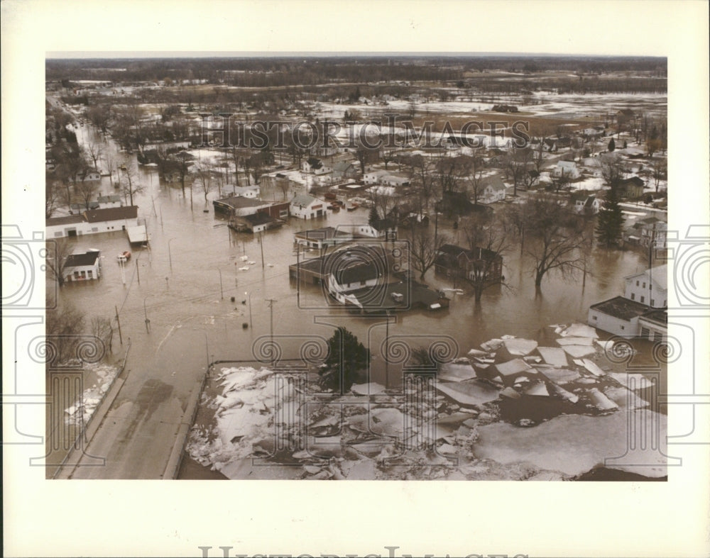 1982 Press Photo Ice Floes Michigan Raisin River Flood - RRV36309 - Historic Images