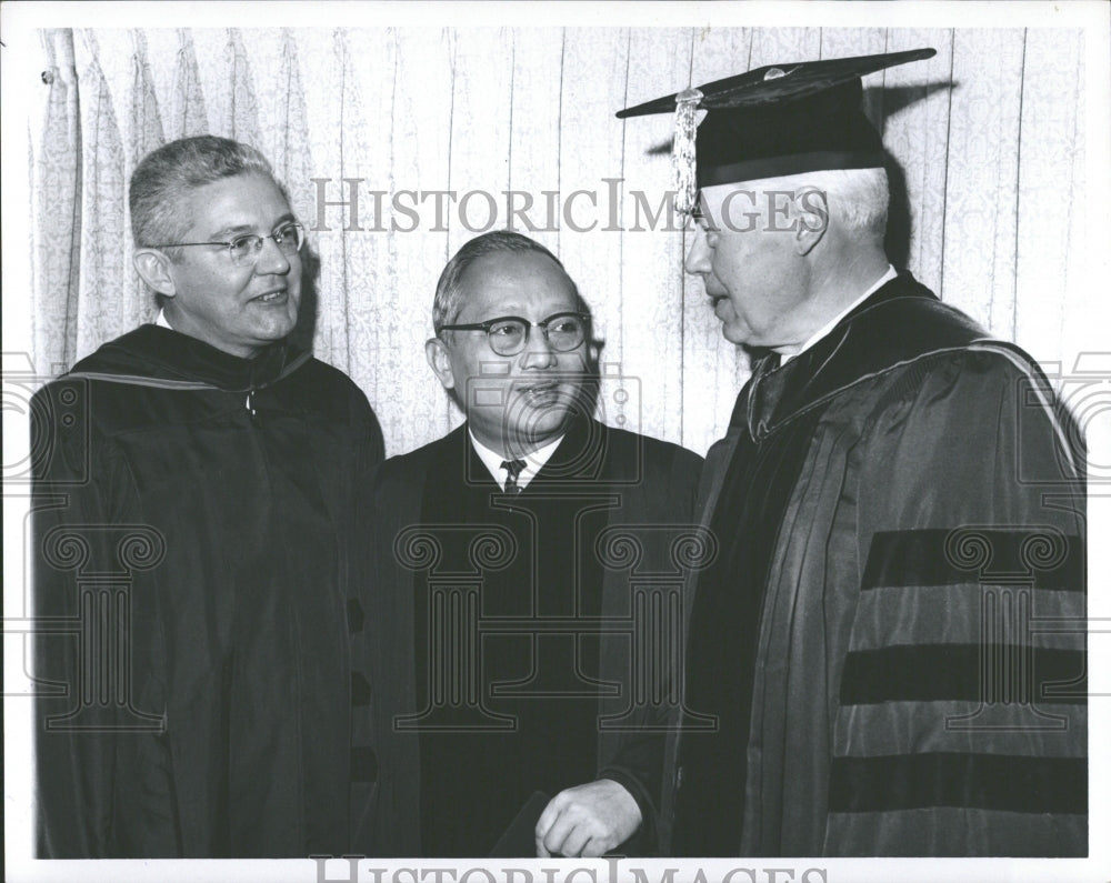 1967 PressPhoto Dr Robert Fleming, U. Thant, Dr.Hatcher - Historic Images