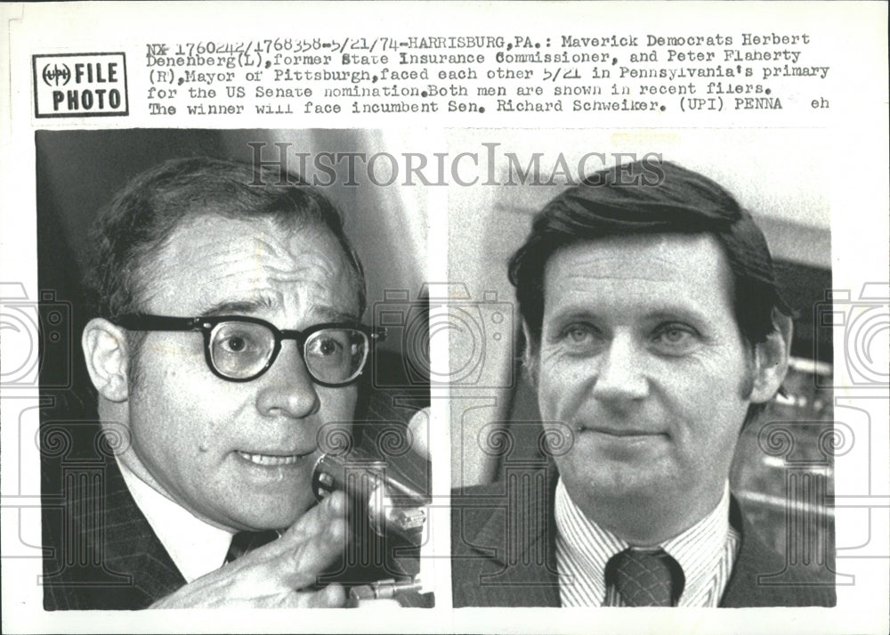 1974 Herbert Denenberg Peter Flaherty Dems - Historic Images