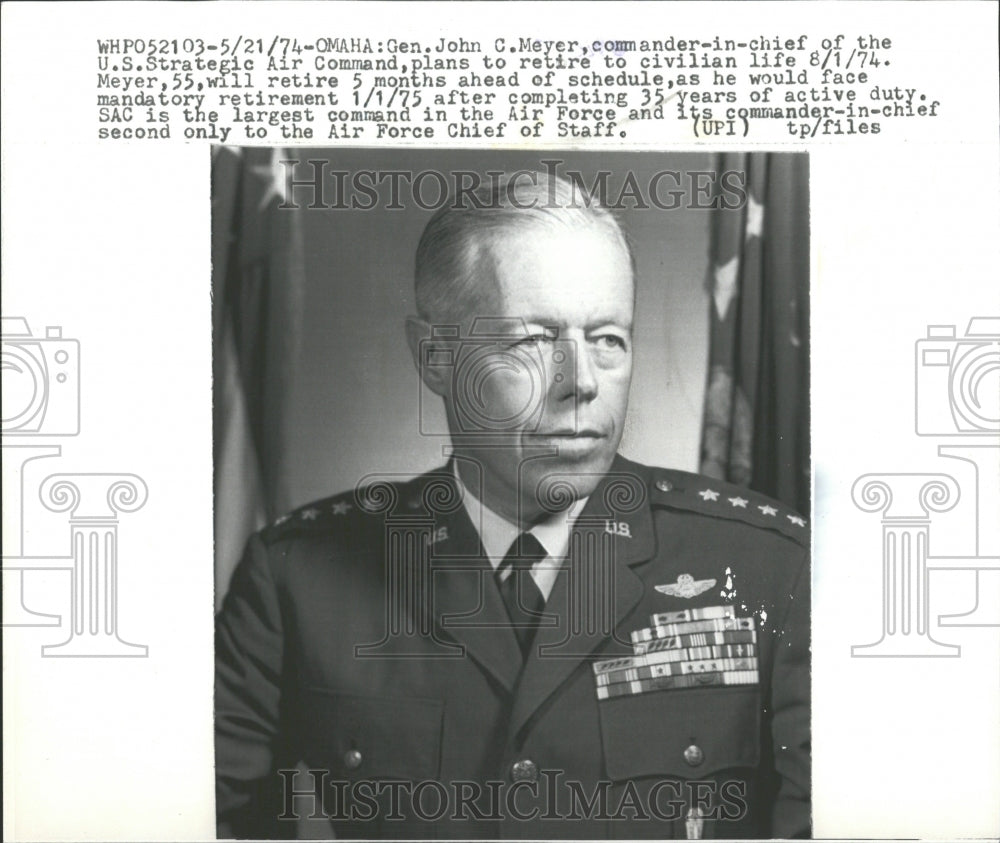 1974 Press Photo US Strategic Air Command Chief Meyer - RRV36647 - Historic Images