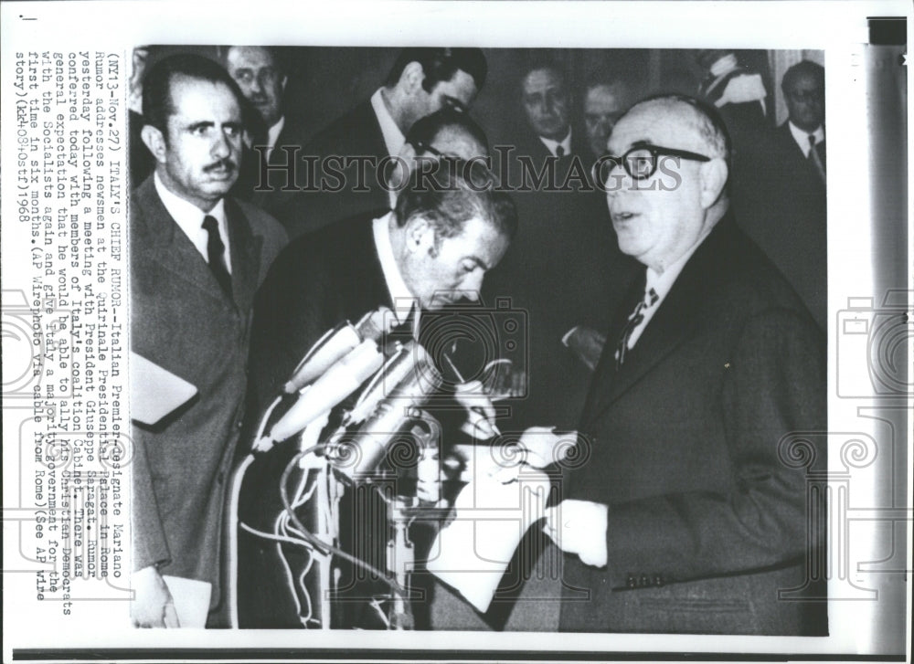 1968 Press Photo Italy Premier Speaks After Meeting - RRV36697 - Historic Images