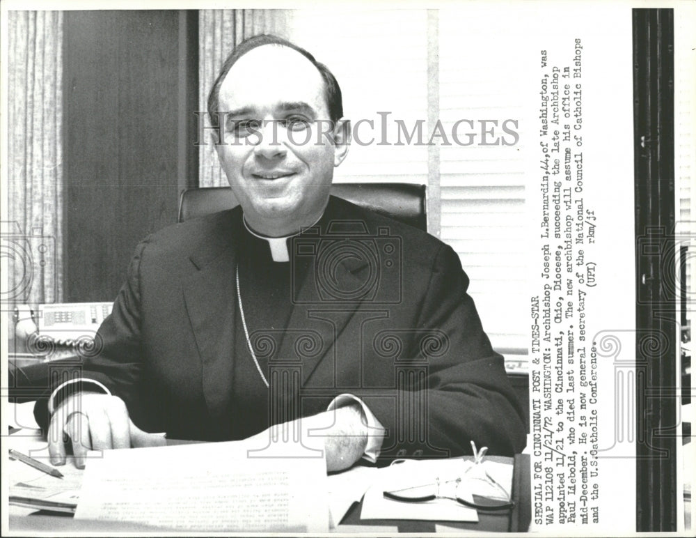 1972 Press Photo Cincinnati Archbishop Bernardin - RRV37017 - Historic Images