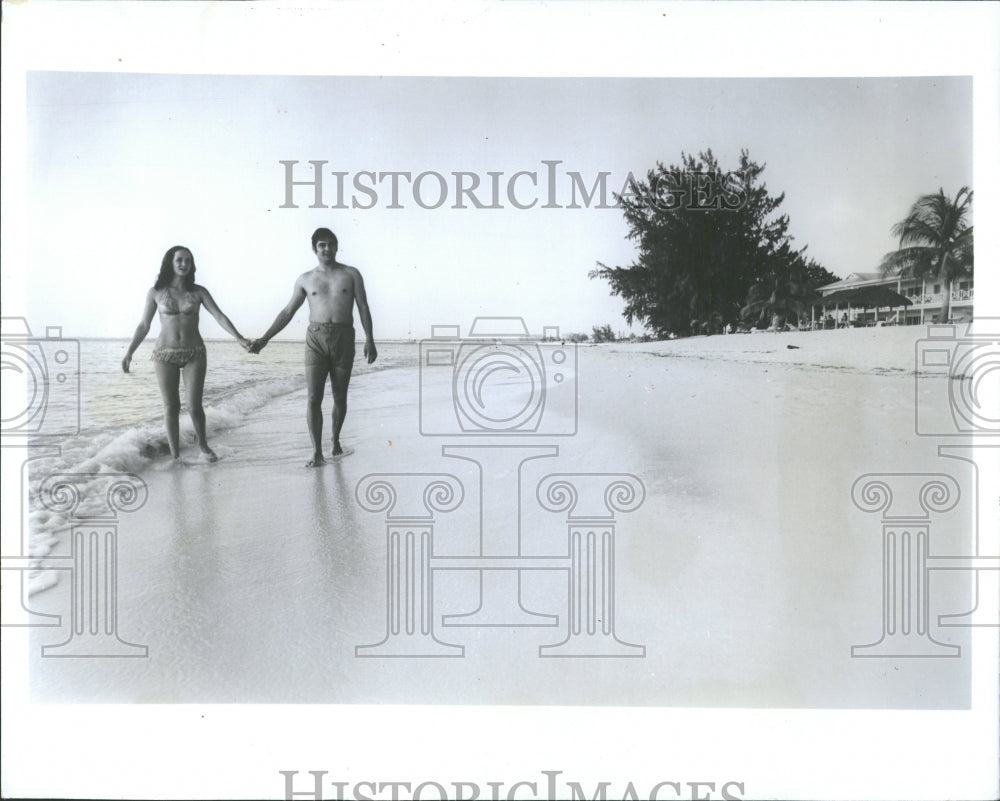 1973 Beach Cayman Islands Couple - Historic Images