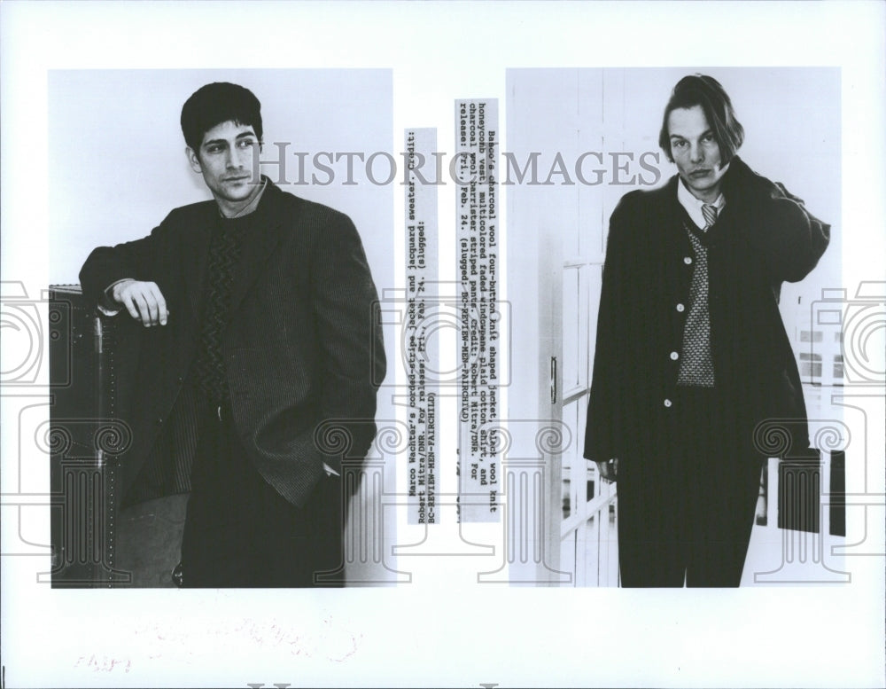 1995 male model men&#39;s clothing jacket two - Historic Images