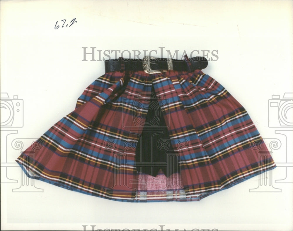 1992 Woven Plaid Skirt With Shorts Attached - Historic Images