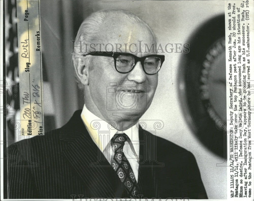 1972 Press Photo Defense Secretary Kenneth Rush - RRV39033 - Historic Images